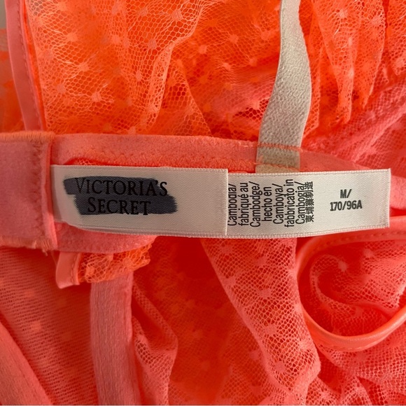 New! Victoria’s Secret Peekaboo Mesh Open-Cup Babydoll neon orange 20251 - Picture 9 of 11